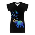 thumbnail image 4 of Xoenoiee Girls Kids Tees Dress Elephant Butterfly Pattern Jersey Cover Ups Casual Short Sleeve V Neck Dress Swim Coverup Beach T-Shirt Dress, Size 7-8 Years, 4 of 6