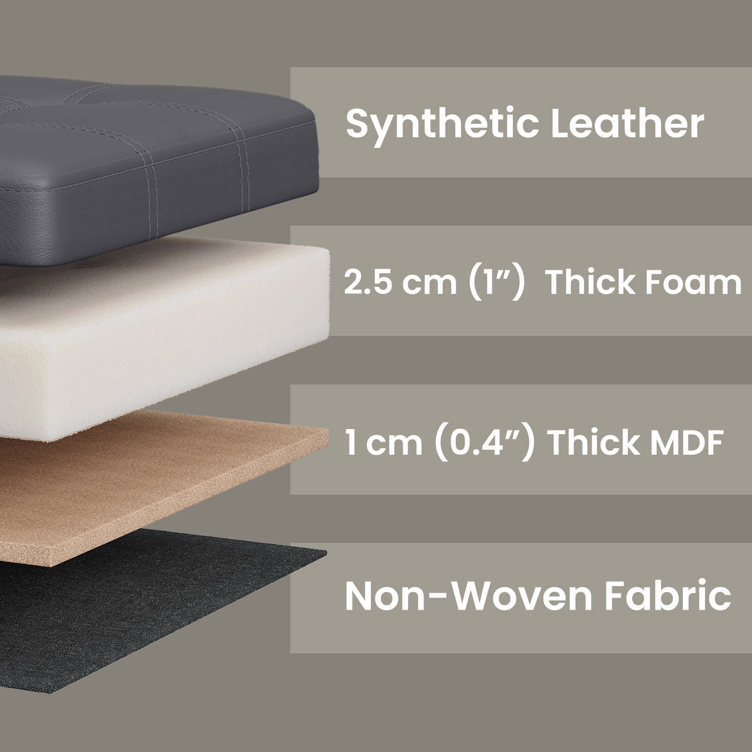 LEDREM Folding Storage Ottoman Bench, 30-Inch Synthetic Leather Seat with 660 lb Capacity, Thick Foam Cushion, Multi-Use Footrest Storage Chest, Dark Gray