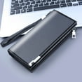 thumbnail image 2 of Fashion Men ID Long Wallet Solid Color Bag Zipper Purse Multiple Card Slots Clutch Bag, 2 of 6