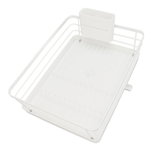 Dish Drying Racks, Modern Compact Full Size Dish Rack Space Saving Dish Drainers with Draining Tray Utensil Holder Multifunctional Dish Rack for Kitchen Home Restaurant