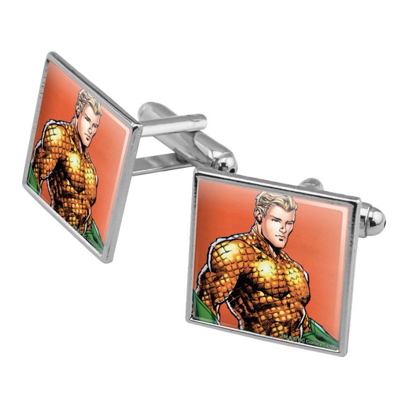 Aquaman Character Square Cufflink Set - Silver or Gold