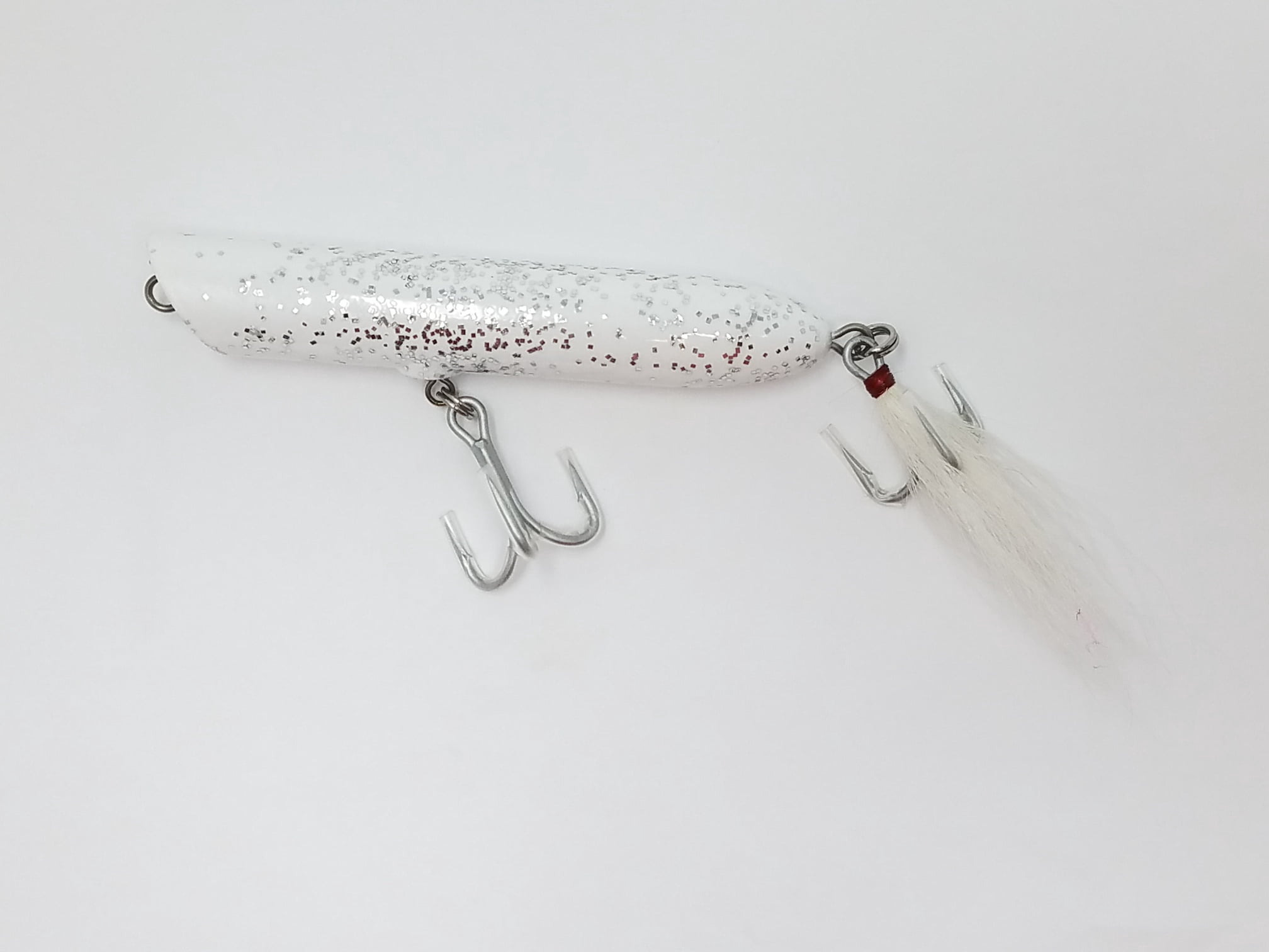 Atom Freshwater 2 oz Striper Swiper, Hard Bait, Top Water, Popper Lure, Silver & White, Lakes