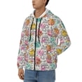 thumbnail image 3 of Wukai Skull and Flowers Print Men's Zip-Up Hoodie,Fleece Full-Zip Hoodie for Men, Hooded Sweatshirt-3X-Large, 3 of 5