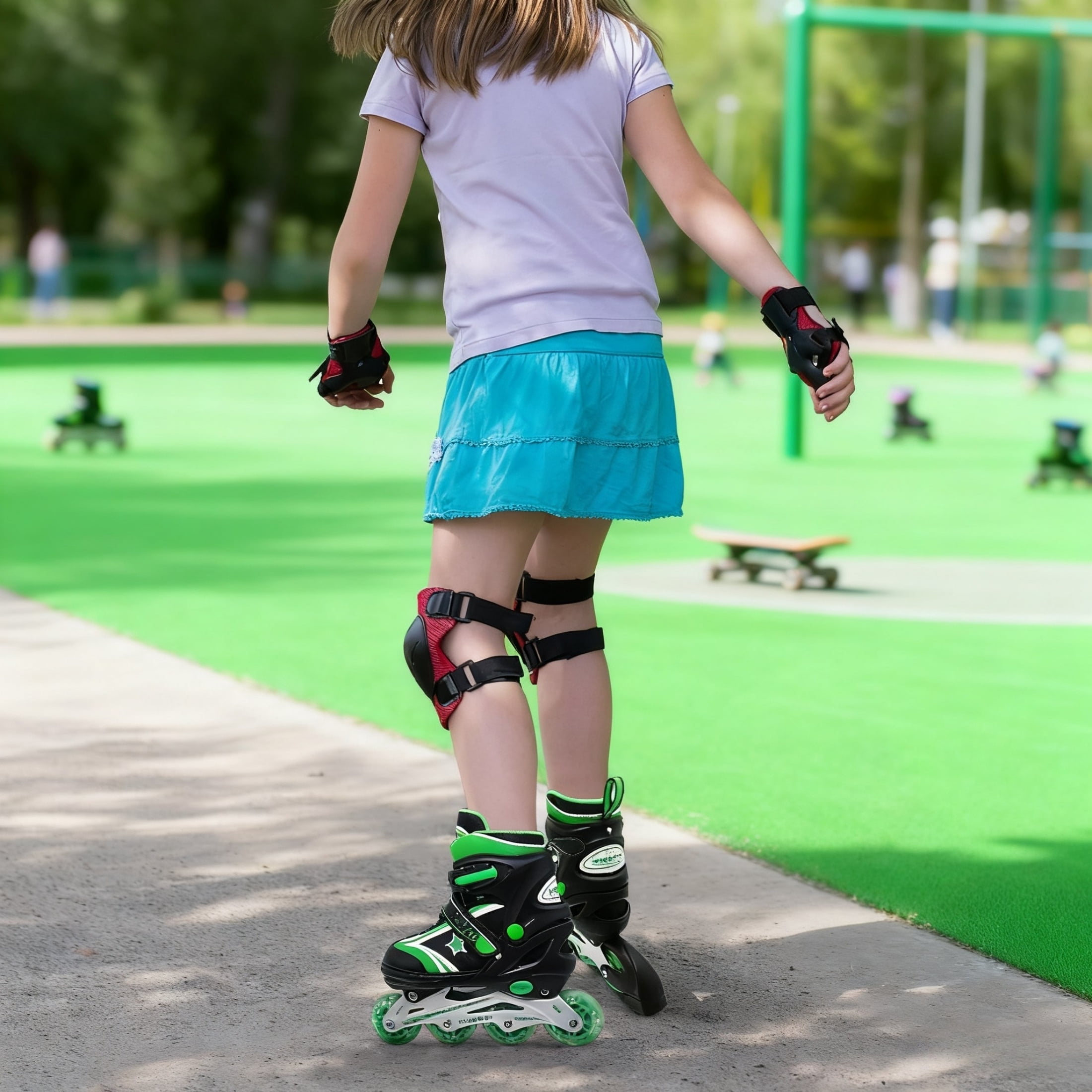 JZY Youth Inline Skates with 8 Glowing Light-Up Wheels,Durable Aluminum Frame for Beginners,For Boys & Girls Ages 5-12,For Indoor and Outdoor Skating