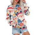 thumbnail image 6 of Women's Casual Long Sleeve Round Neck Sweatshirt Fit Pleated Top with Christmas Print for Fashionable Holiday Outfits and Comfortable Wear,Red,XL, 6 of 6