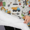 thumbnail image 3 of Oversized Wearable Blanket Hoodie,Cartoon Construction Vehicles Shovels Light Gray Pattern Sherpa Blanket Hoodie with Super Pockets,Super Warm Fuzzy Pullover for Women & Men, 3 of 6