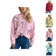 thumbnail image 1 of Chandails pour Femmes 2025 Hiver Chandail à Col Rond Chandail 3D Cerise Graphique Décontracté Confortable Hauts, 1 of 6