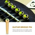 thumbnail image 2 of 6Pcs Brass Made Guitar Bridge Pins with Crystal Glass Dot Decor Music Instrument Parts Green, 2 of 8