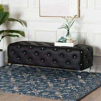 Baxton Studio Stella Crystal Tufted Leather Modern Bench, Multiple Colors