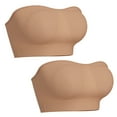thumbnail image 6 of TrendVibe365 Wireless Bra Women Pack of 2 Bandeau Stretchy Wirefree Push up No Show Bralettes Padded Multiway Convertible Straps Adjustable Spaghetti Strap Clear Strap Corset Top Cami Underwear Nude, 6 of 7