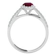 thumbnail image 4 of Mauli Jewels Rings for Women 0.70 Carat Diamond And Oval Shaped Created Ruby Ring 4-prong 10K White Gold, 4 of 7