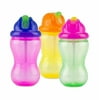 Nuby 3 Pack Mega Flip-It Cup with Soft Silicone FlexStraw - BPA Free - 12oz - Pink/Yellow/Green