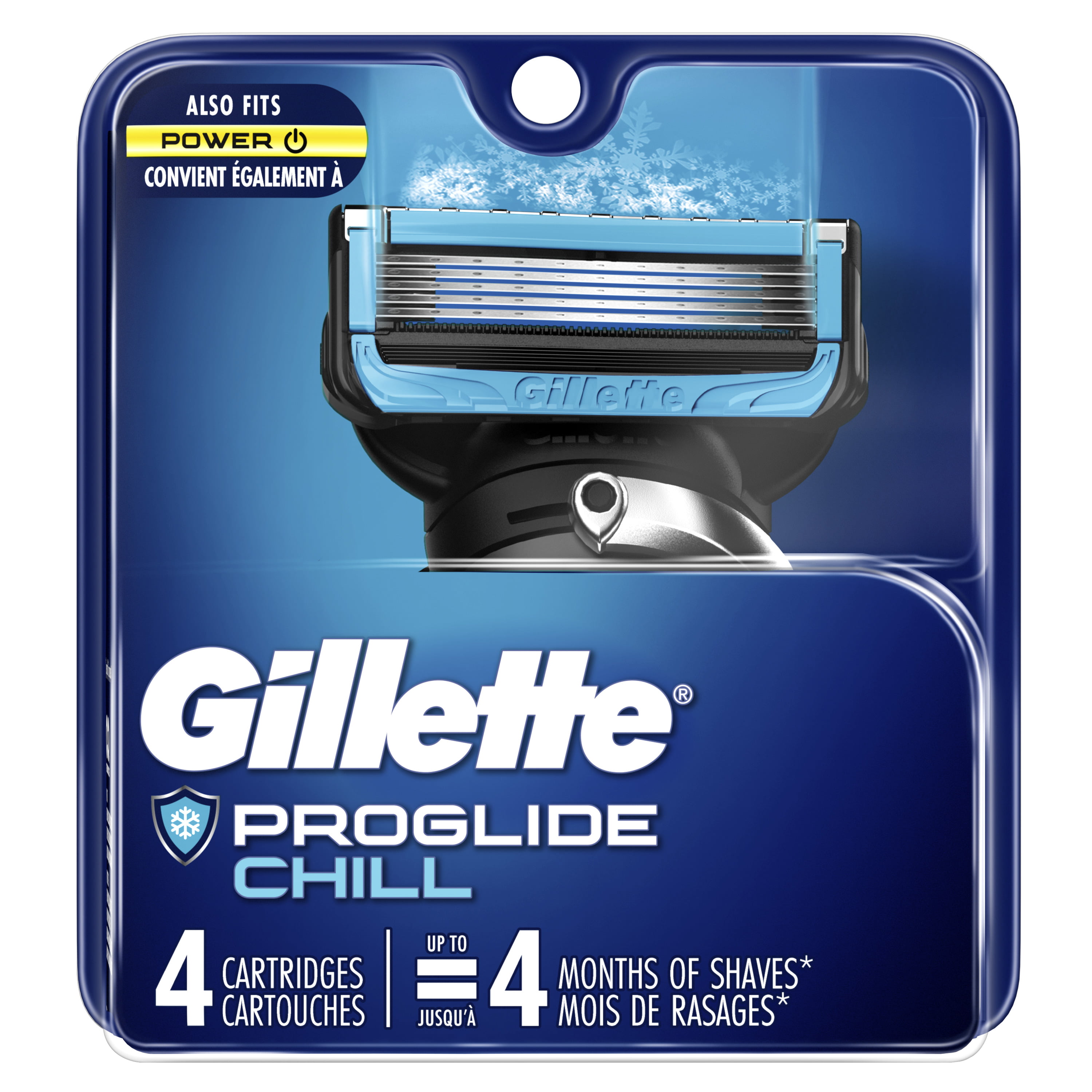 Gillette Proglide Chill Mens Razor Blade Refill Cartridges 4 Ct