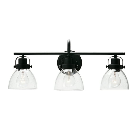 Robert Stevenson Lighting Avalon - Metal and Glass 3-Light Vanity Light, Matte Black