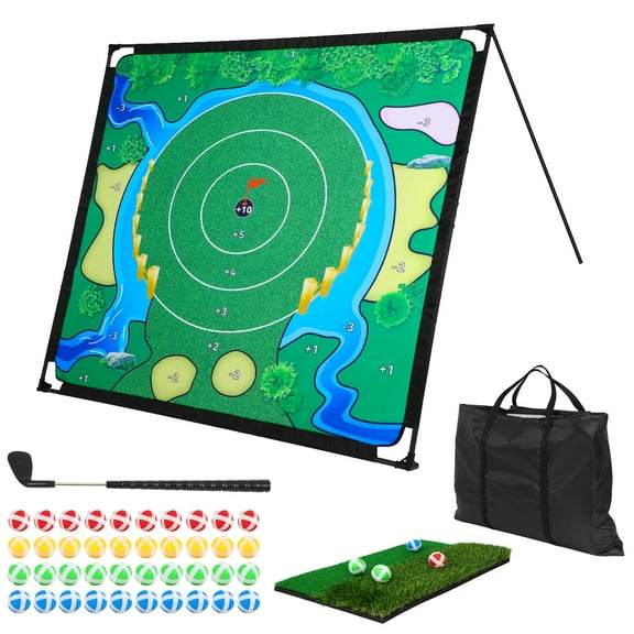 Golf Chipping Game Set, The Original Portable Golf Game for Chipping Practice for Junior Golfers, Outdoor & Indoor (Free Adjustable Club x1)