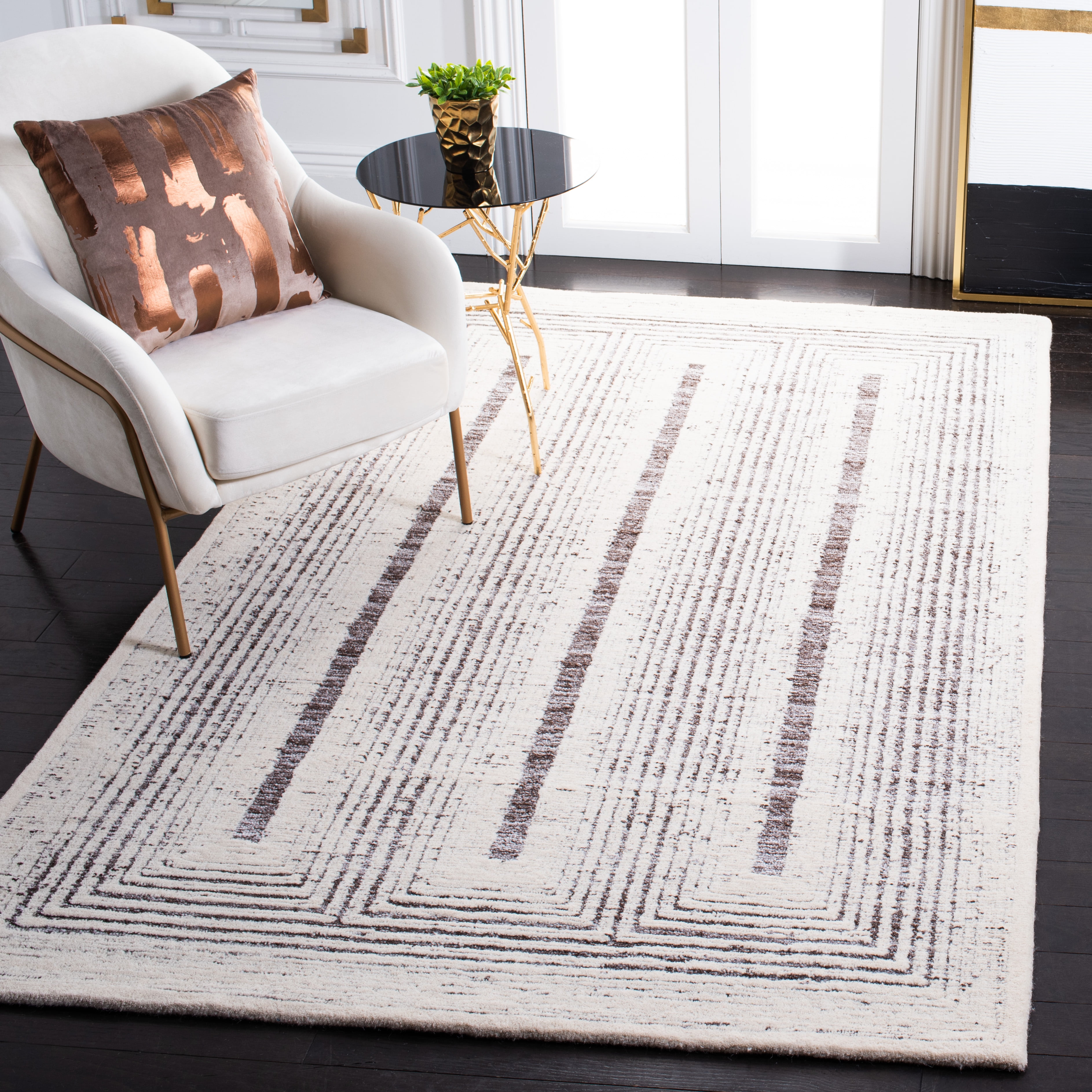 SAFAVIEH Metro Bayon Bordered Area Rug, Grey/Ivory, 6' x 9'