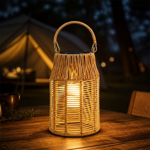 Cadancy Solar Lights Outdoor Woven Lantern Portable Garden Decoration Waterproof Patio Camping Lamp Yard Landscape Farmhouse Home Decor Pathway Illumination Hanging Fixture