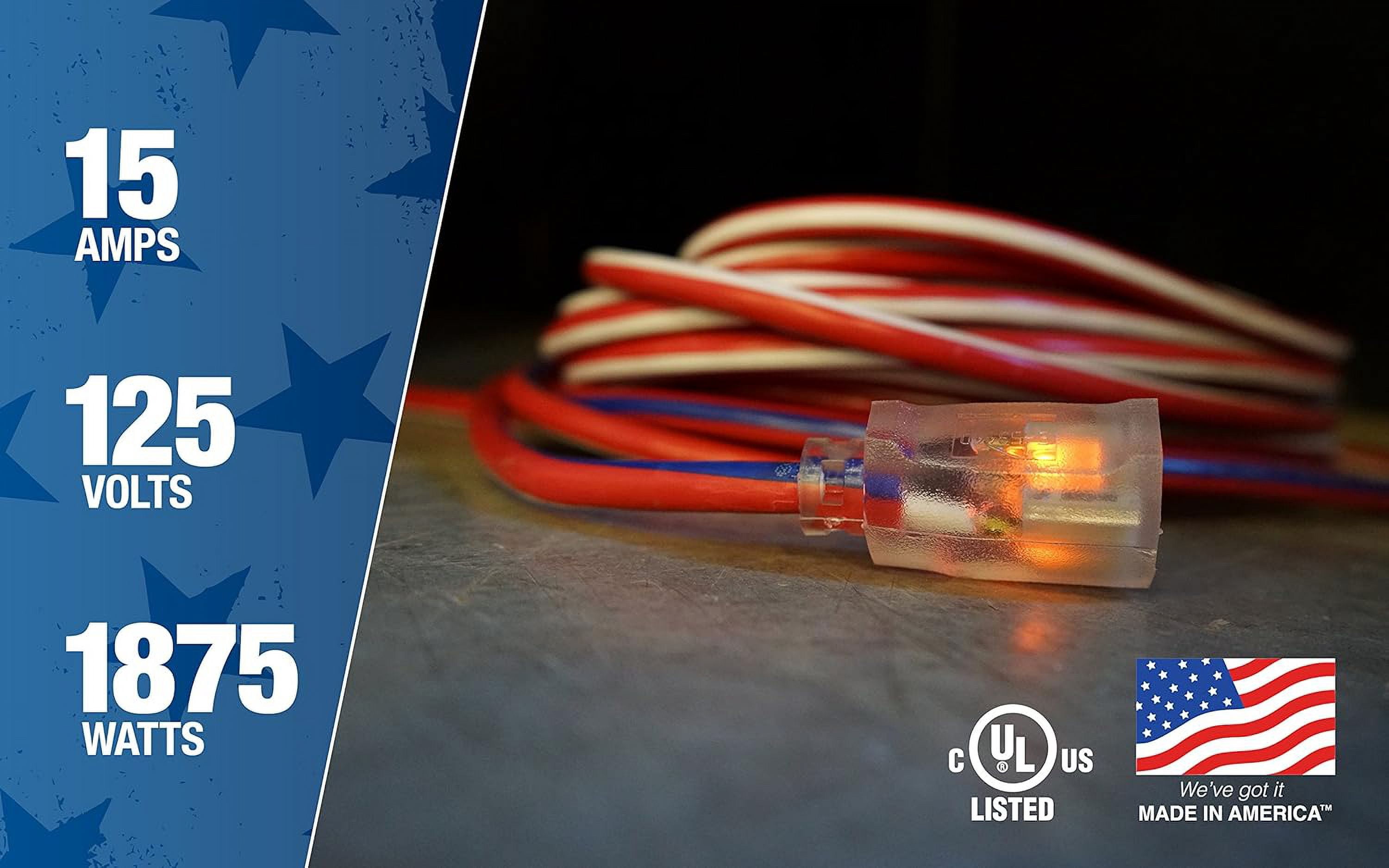 Southwire 02548-USA1 50-Foot Contractor Grade 12/3 with Lighted End American Made Extension Cord