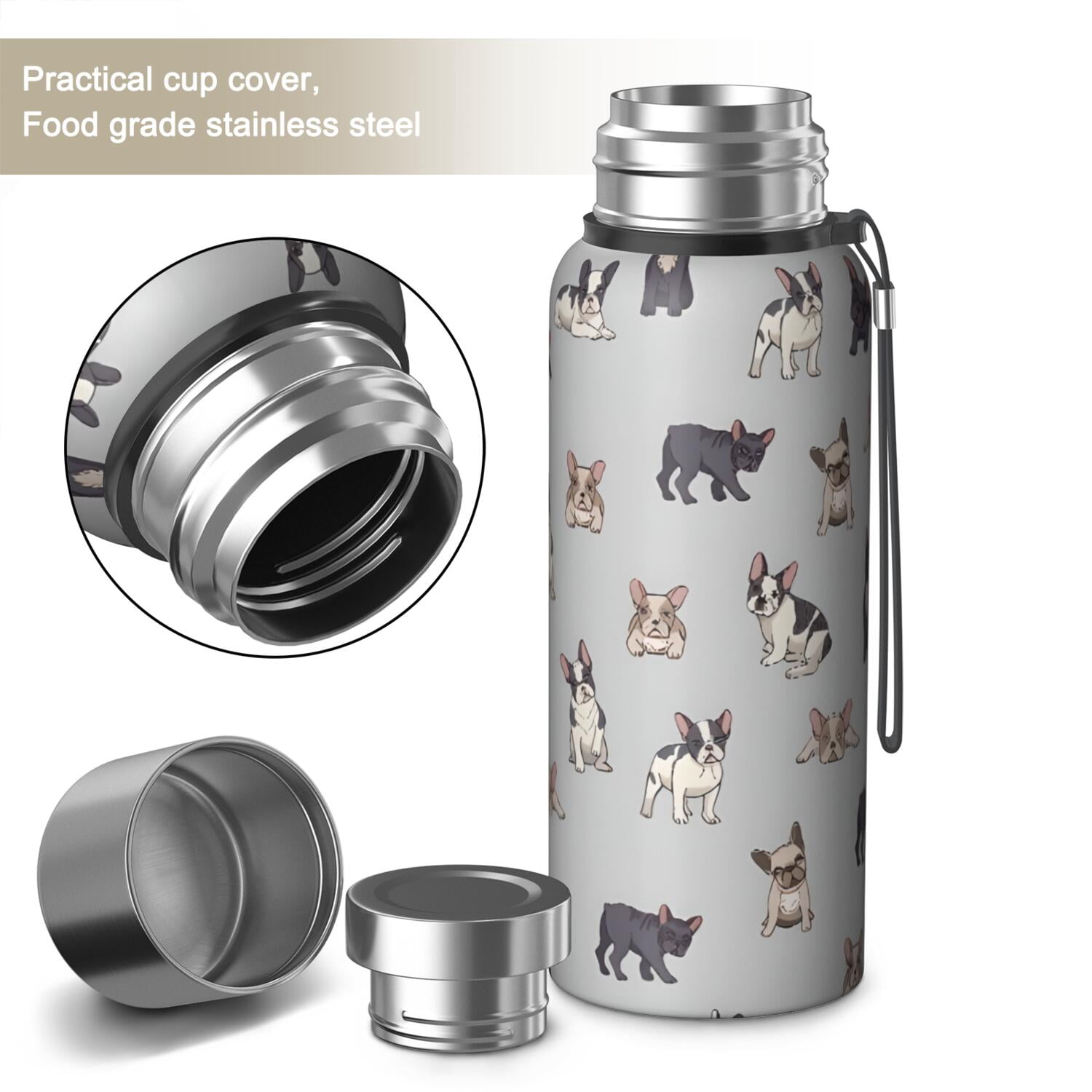 20 Oz Boston Terrier Coffee Tumbler Double Wall Insulated Stainless Steel Water Bottle | Metal Reusable Thermoses Flask with Cup Cap | Leak & Sweat Proof with Anti-Dust Lid