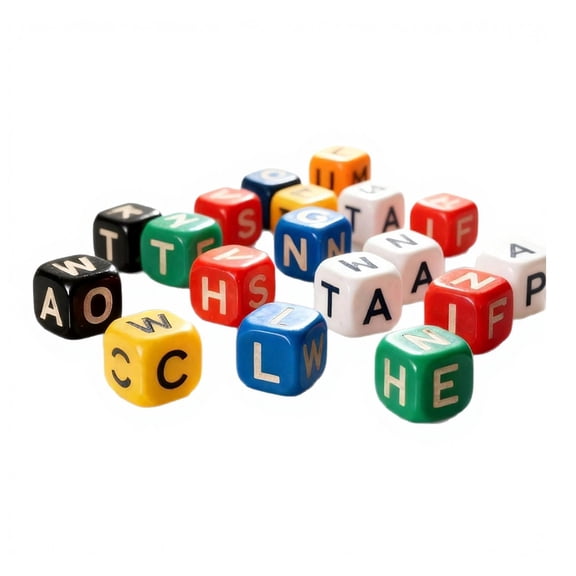 Ruanlalo 60Pcs/Set Dice Word Game Brain Exercise Scrambled Crossword Dice Game 1-5 Players Travel-Friendly Dice Board Game