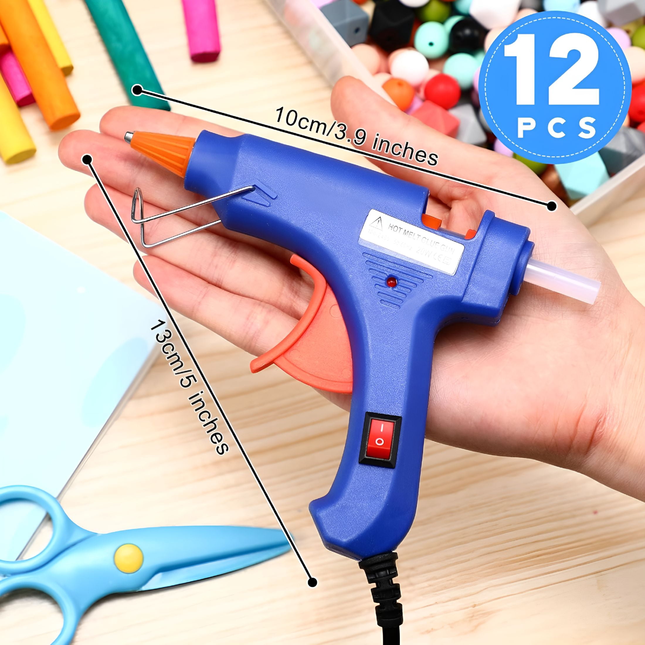 CURYMAY 12 Pcs Mini Glue Gun Crafts Hot Melt Guns Low Temp Glue with Burn Protection Fast Preheating and Easy Squeeze Trigger for School Diy Arts Class Projects Home Quick Repairs,20 W