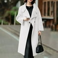 thumbnail image 2 of Women's Coats Shawl Collar Button Down Maxi Wool Coats Long Shawl Scarf Jackets Woolen Blend Trench Coat with Pockets, 2 of 5