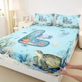 thumbnail image 4 of Erosebridal Letter L Monogrammed Queen Sheet Sets,Kawaii Sea Animal Axolotl Turtle Bed Set For Kids Boys 4 Pieces, 4 of 6