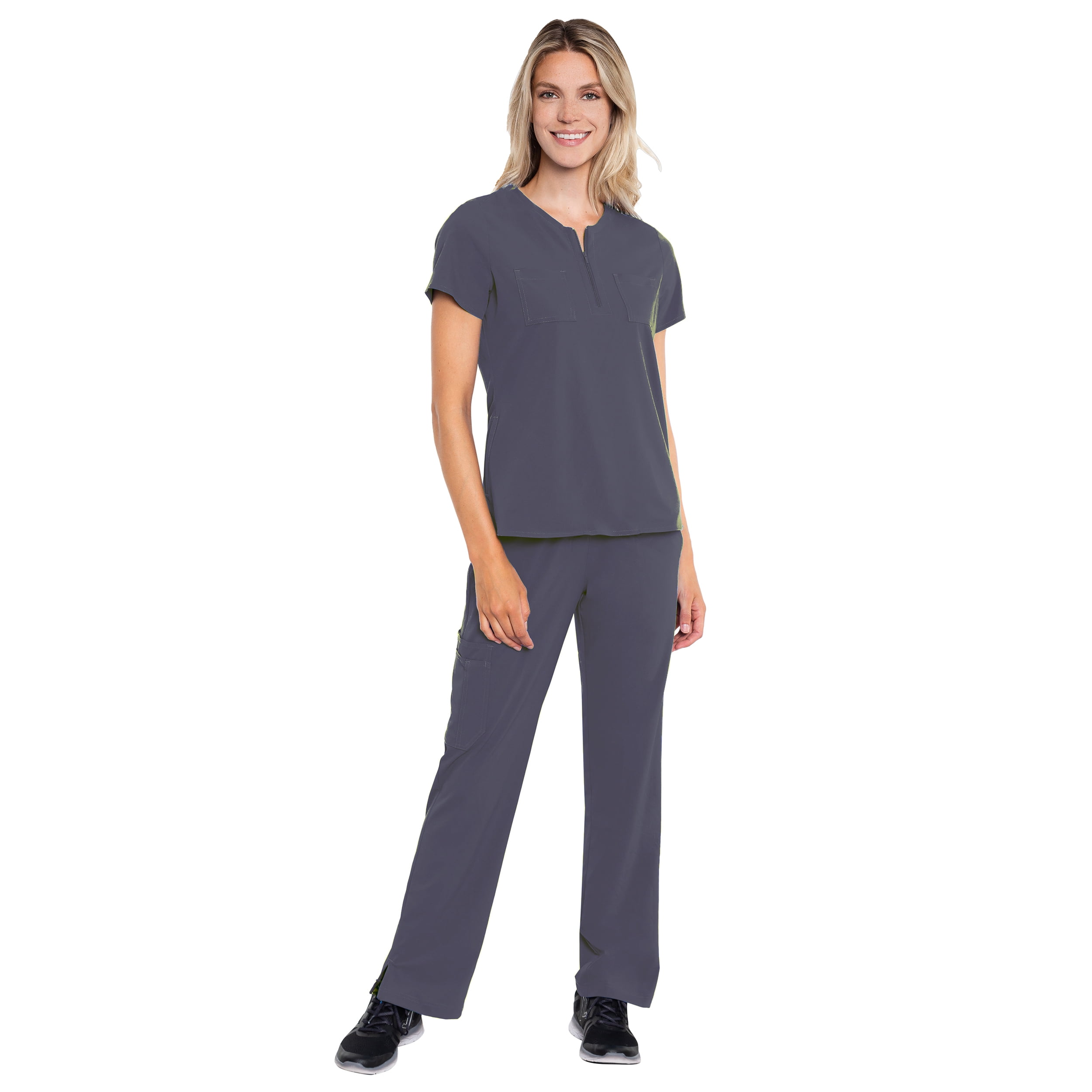 Med Couture Med Couture Peaches Women’s Zip Neck Scrub Top & Merrow
