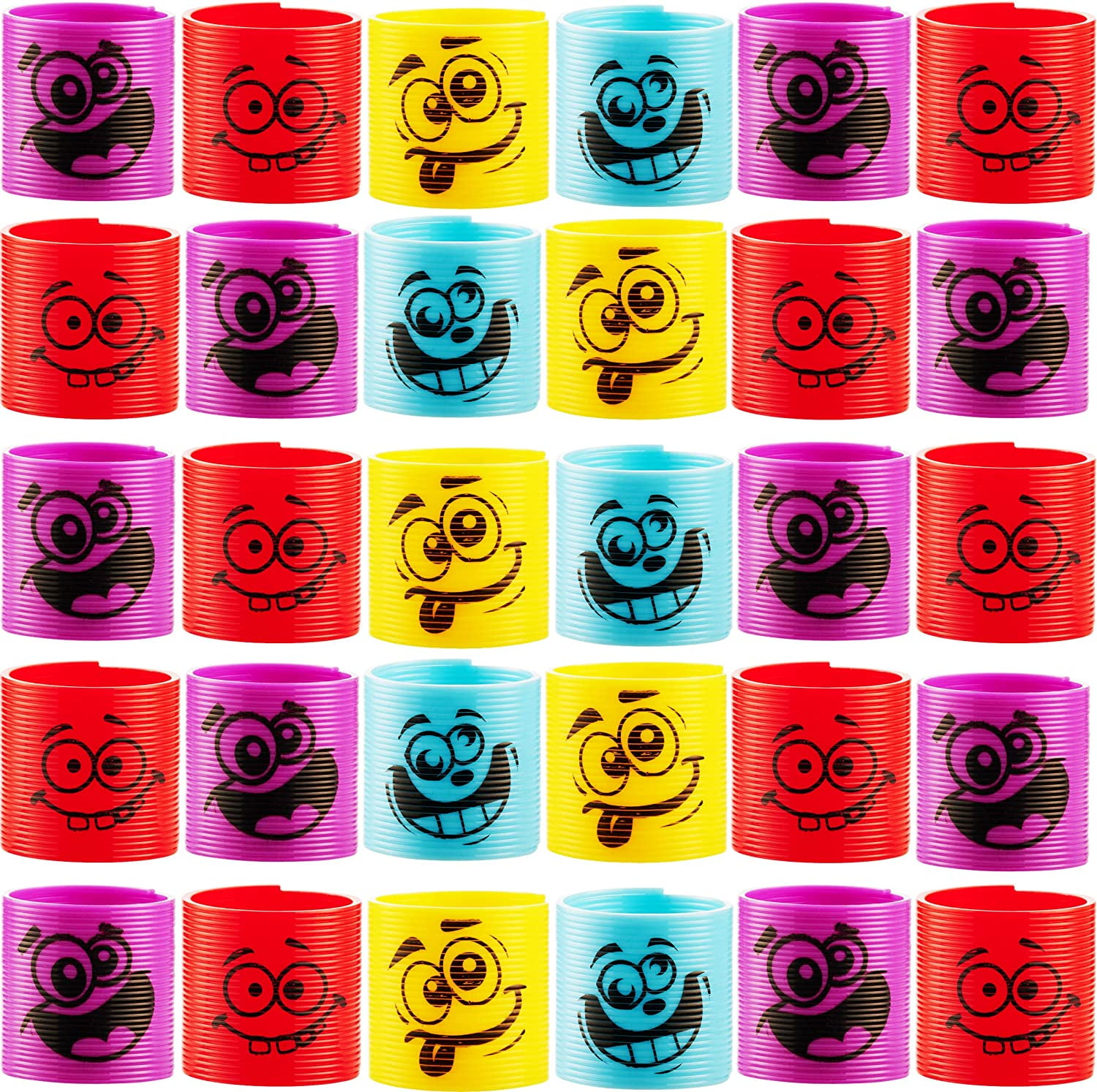 Wholesale Mega Pack of 50 Coil Springs - Assorted Emoji Silly Faces an