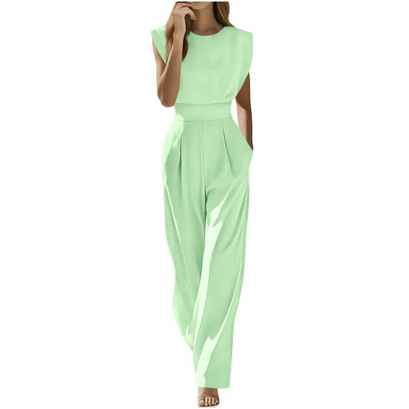 Sexlip Womens Short Sleeve Jumpsuit Pants High Waist Ruched Design Soft Fabric Comfortable Silhouette for Daily Wear Green M
