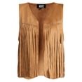 thumbnail image 4 of Madden NYC Women's Faux Suede Studded Fringe Vest, Khaki, Sizes S to XL, 4 of 5