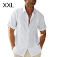 thumbnail image 4 of thinsony Traveling Casual Style Men's Button Down Shirt Summer Pool Party Solid Color Simple Design Slim Fit Tops Daily Clothes White XXL, 4 of 5
