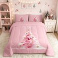 thumbnail image 2 of Erosebridal Watercolor Xmas Tree Queen Comforter Set, Dreamy Christmas Comforter Sets Queen, Pink, Pink Reversible, 3-Piece, 1 Comforter and 2 Pillowcases, 2 of 7