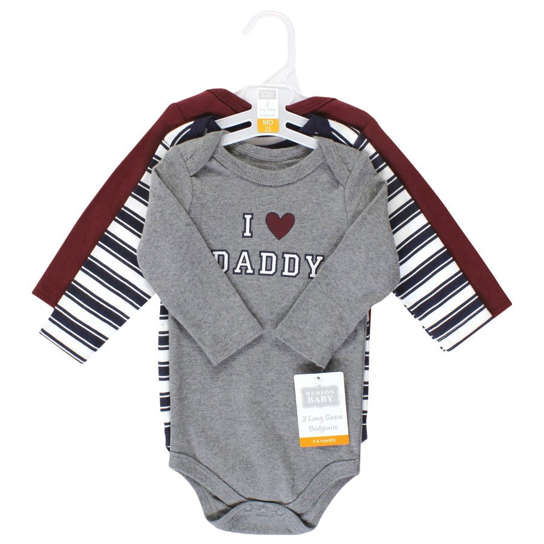 Hudson Baby Cotton Long-Sleeve Bodysuits, 3- Pack, Newborn- 24 Months