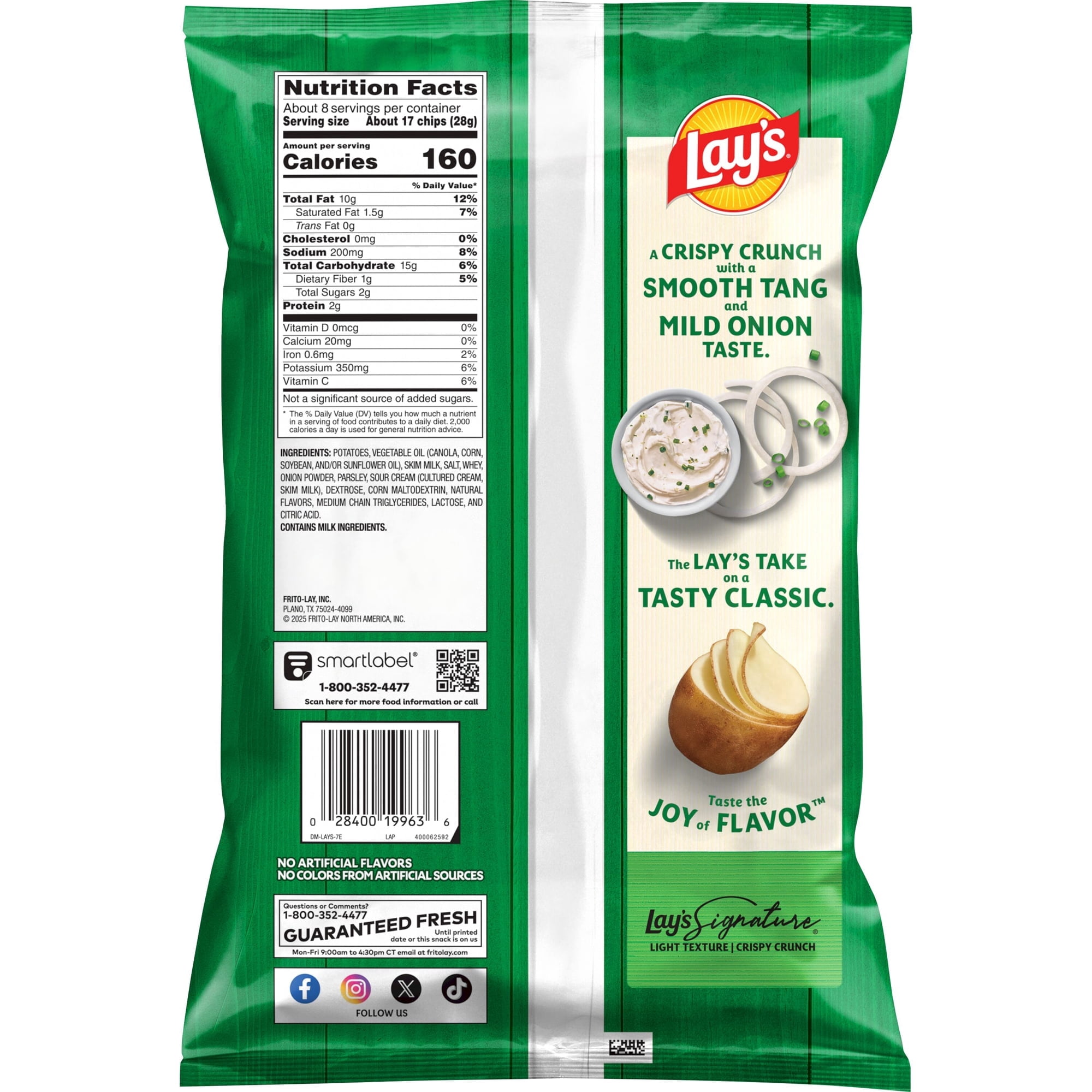 Lay's Classic Potato Chips 8 oz + Lay's Sour Cream & Onion Flavor