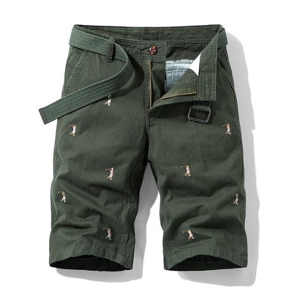 LYMAYTER 29-38 Men Breathable Cargo Shorts Cotton Embroidery Bermuda Zipper Baggy for Shorts