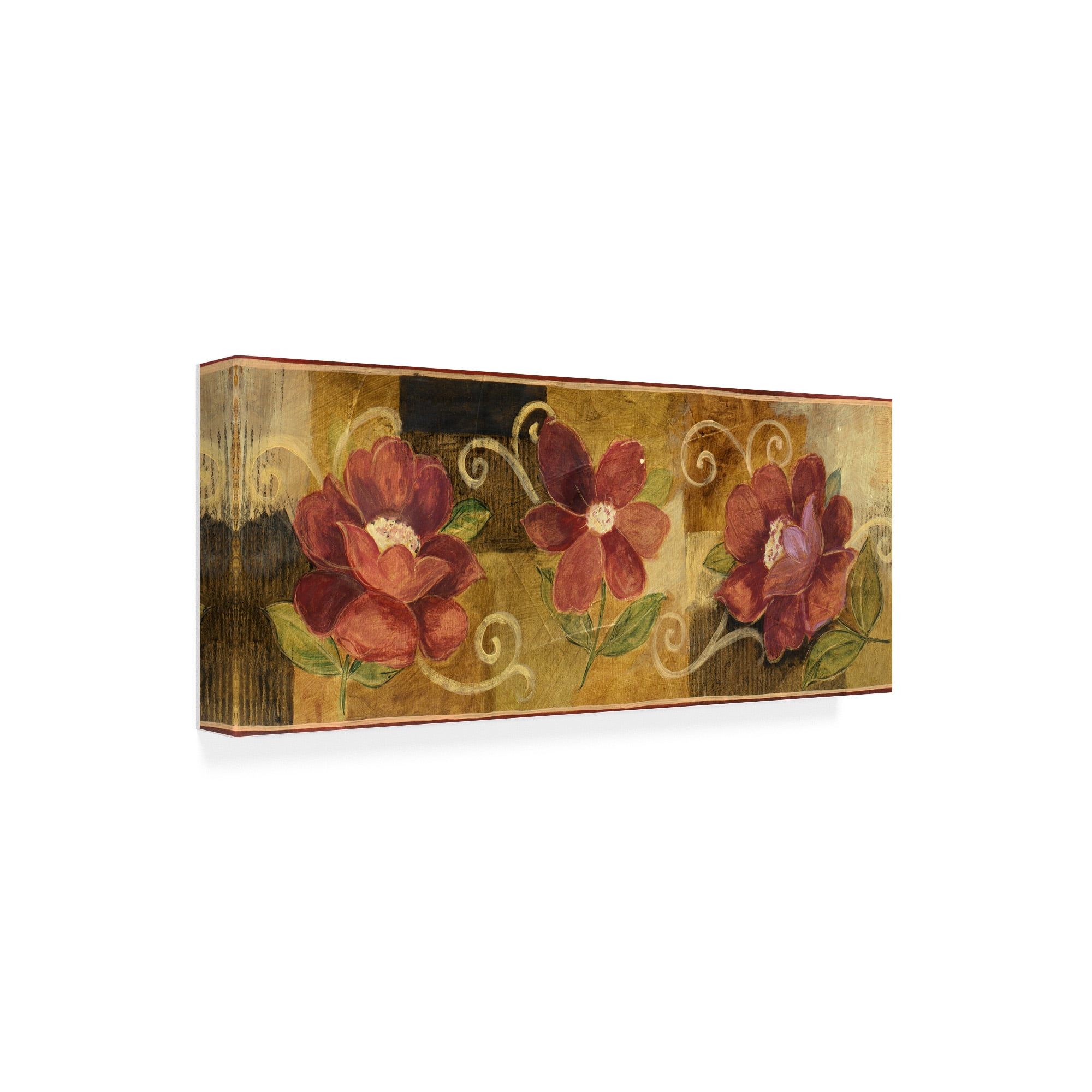 Trademark Fine Art 'Pink Flowers On Brown' Canvas Art by Pablo Esteban