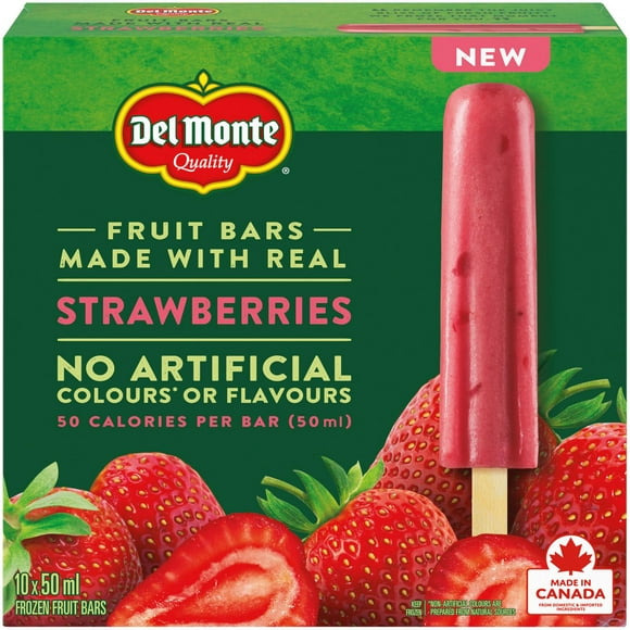 DEL MONTE Strawberry Frozen Fruit Bars 10-Pack (10 x 50 ml), 10 x 50 ML