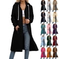 thumbnail image 6 of Yokua Women's Long Hoodie Autumn Fashion Zipper Fleece Jacket Comfortable Oversized Waist Sweatshirt, 6 of 6