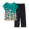 thumbnail image 2 of Georges Ensembles 2 Pcs pour Femmes Été Ensemble d'Été pour Femmes en Coton et Lin Deux Pièces Manches Courtes Col Rond Hauts Imprimés Ensemble Pantalon, 2 of 3