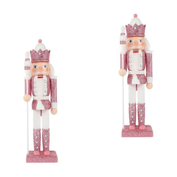 ETEREAUTY Glitter Nutcracker Pink Multi Holiday Decor Craft Collectible