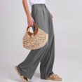 thumbnail image 4 of Bzhegqhd Women's Fashion Solid Color office Casual Button Zipper Elastic Waist Pocket Straight Pants, 4 of 8