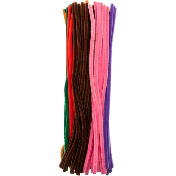 100 Pcs John Bead Cure-Pipes 12 Po x 6mm Essentiels Mélange de Tiges en Chenille Moelleuses pour Fournitures d'École d'Art et d'Artisanat Décorations