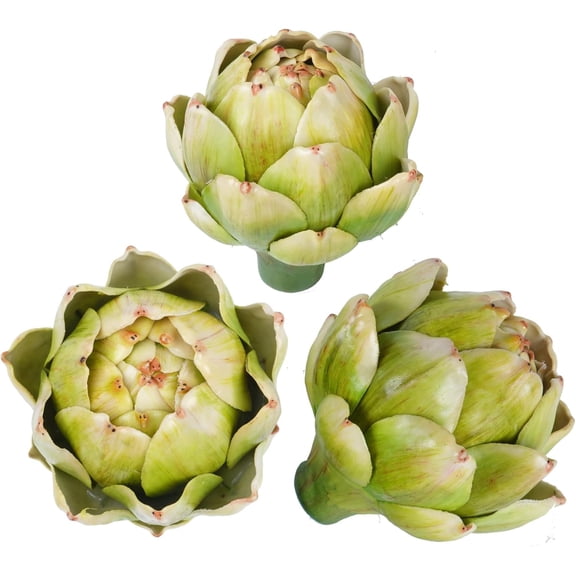 3Pcs Green Large Artichokes for Decoration - Realistic Fruit Bowl Fillers, Artificial Vegetable Decor for Home Kitchen Table Party Centerpiece