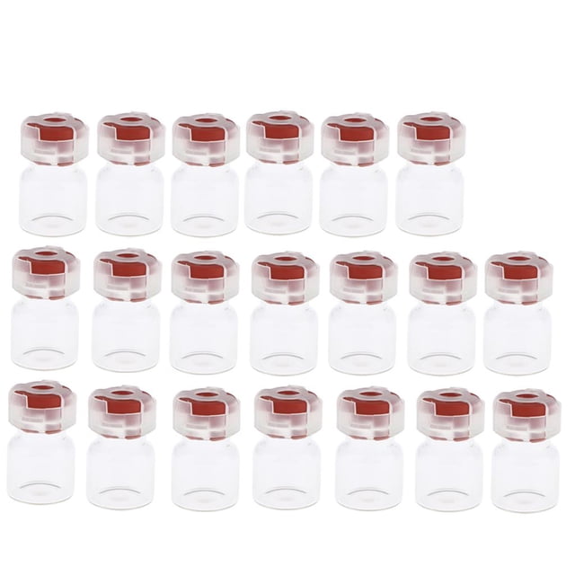 10 mini frascos de vidrio de 10 ml para polvo con tapón de goma Tapas rojo vino