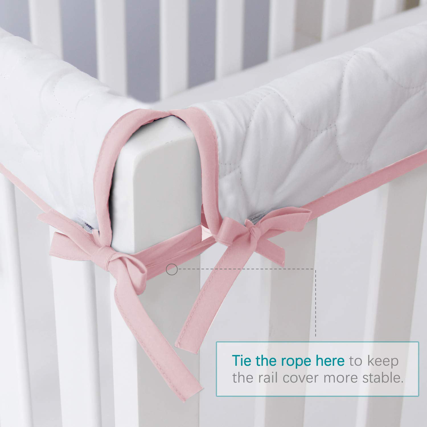 Navy/White Reversible Piece Safe and Secure Crib Rail Cover. Quilted Crib Rail Cover Protector Safe Teething Guard Wrap for Standard Crib Rails Fit Side and Front Rails 3 