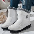 thumbnail image 2 of WAVSUF Women's Flat Wide Width Boots Round Toe Anti Slip Warm Soft Sole Winter Daily Snow Boots White Size 6.5, 2 of 5