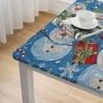 thumbnail image 4 of nygtbtfer Blue Christmas Print Vinyl Flannel Backed Tablecloth, Winter Snowmen Tablecloth White, 4 of 7