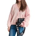 thumbnail image 2 of Cárdigans de Invierno para Mujer, Estilo Cárdigan, con Botones, Abrigos Informales, Oversize, Tejido Grueso de Punto , Larga, Prendas Exteriores Rosa M, 2 of 8
