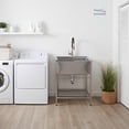 thumbnail image 2 of Transolid 25 in. x 22 in. Farmhouse Laundry Sink with Wash Stand in Brushed Satin, 2 of 9